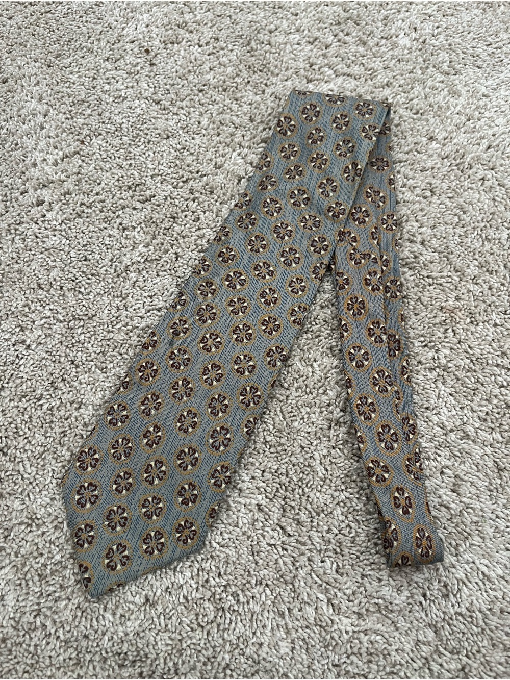 VTG Joseph Abboud Grey Blue Floral 100% Silk Men’s Neck Tie Made In Italy 57”